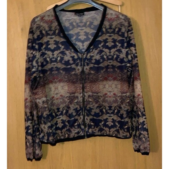 Cropped sheer athletic-style zip jacket Size 1X Vintage Y2K EUC - Picture 1 of 3